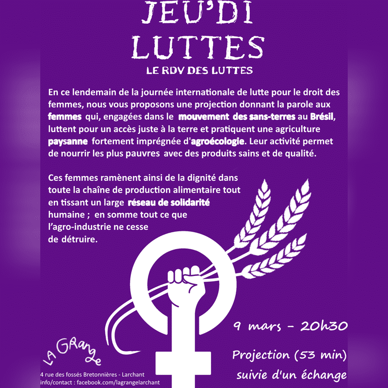 Jeudi lutte la Grange Larchant projection apéro